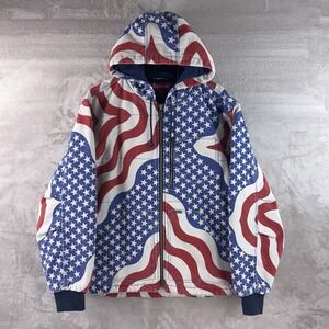 Supreme Flag Quilted Hooded Work Jacket Mens Size Medium Colored SS26 Canvas